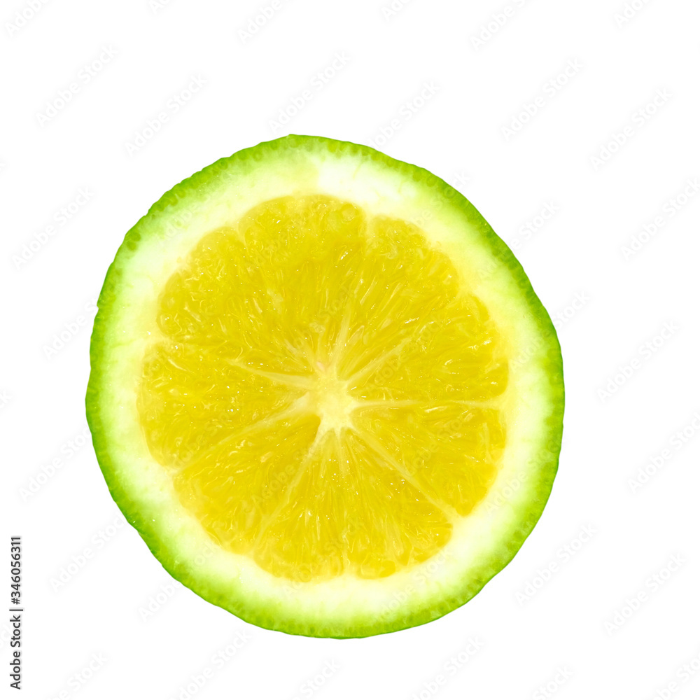 Closeup single Fresh lime or citrus-fruit of lime slices isolated on a white background, Background of lemon Closeup single Fresh lime or citrus-fruit of lime slices isolated on a white background, Background of lemon