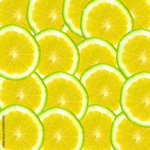 Closeup Fresh lime or citrus-fruit of lime slices, Background of lemon