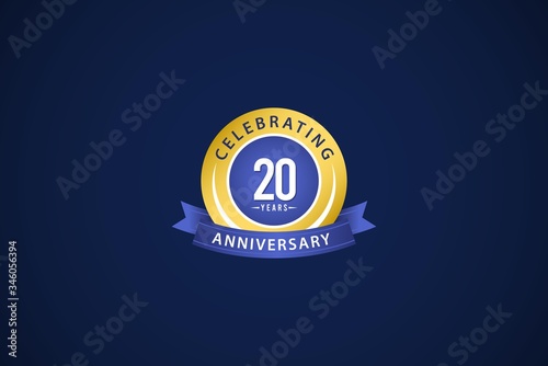 20 Years Anniversary Celebrating Blue Logo Vector Template Design Illustration