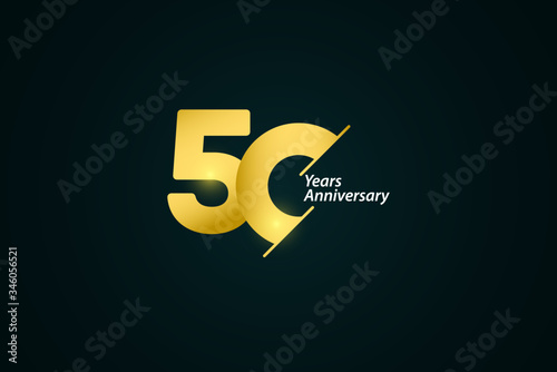 50 Years Anniversary Celebration Gold Logo Vector Template Design Illustration