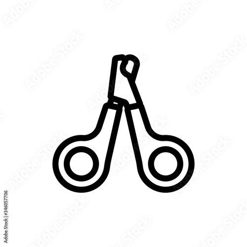 open nippers with rounded handles icon vector. open nippers with rounded handles sign. isolated contour symbol illustration