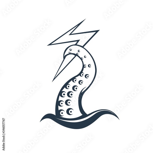 kraken mascot logo silhouette version. octopus logo in sport style, mascot logo illustration design vector
