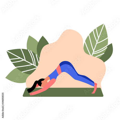 Yoga exercise with plants illustration