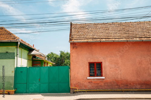 Colorful house exterior in Hunedoara, Romania photo