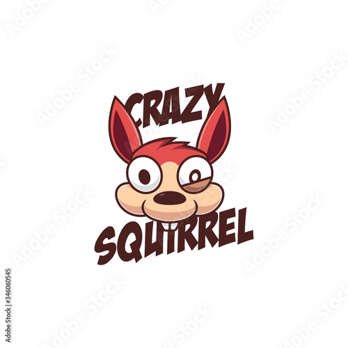 Crazy Squirrel mascot logo, Funny Squirrel making weird face illustration