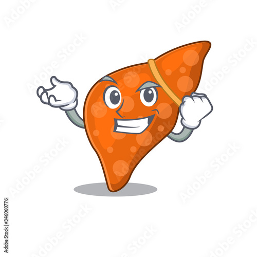 A dazzling human hepatic liver mascot design concept with happy face