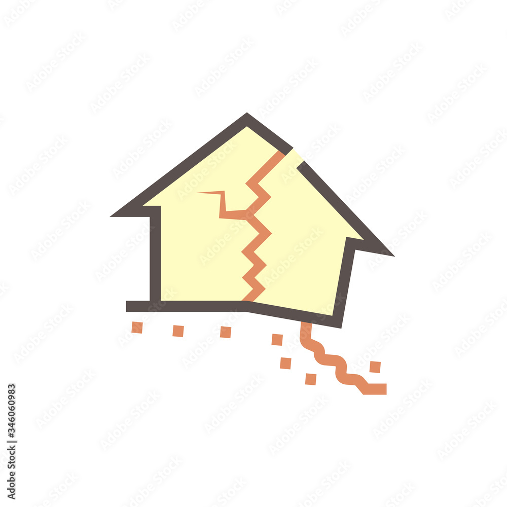 Collapsed house vector icon design. Collapsed house vector icon design.