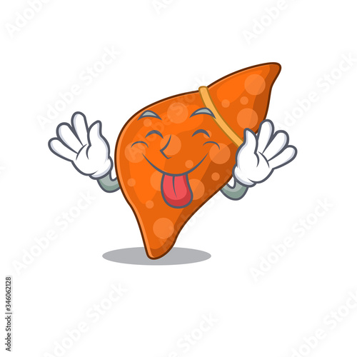 An amusing face human hepatic liver cartoon design with tongue out