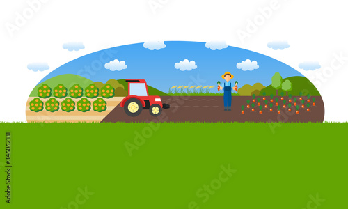 農業風景のイラスト
