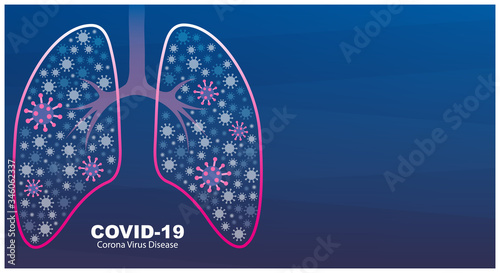 Coronavirus COVID-19 SARS-CoV-2 outbreak and coronaviruses influenza in the blue background. Human lungs. Pandemic medical health risk, immunology, virology, epidemiology concept. 