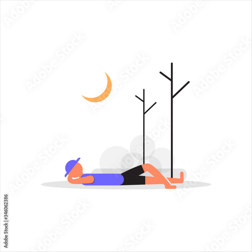 illustration of a camping holiday. Perfect for covers, brochures, posters, books, banners, leaflets, landing pages, social media content.