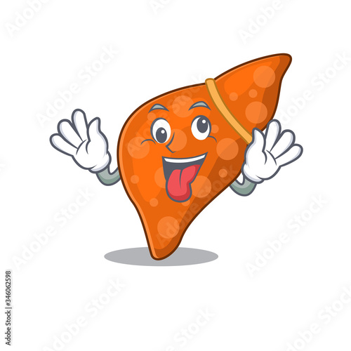 A cartoon design of human hepatic liver having a crazy face