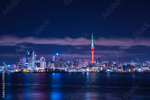 Auckland City and Skytower at Night, Skycity, Auckland, New Zealand