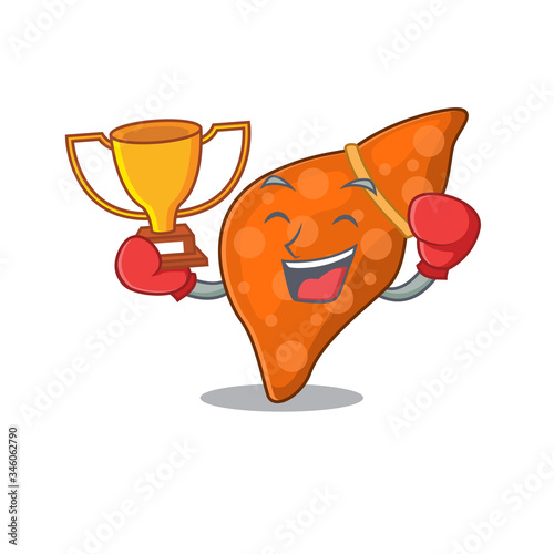 An elegant boxing winner of human hepatic liver mascot design style