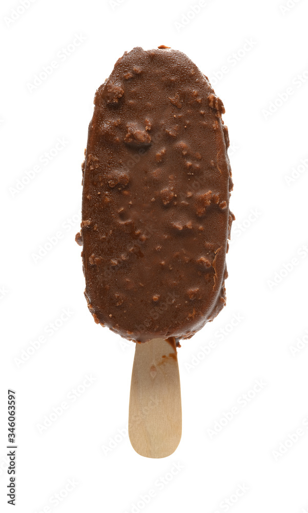 fresh chocolate outer popsicle on a white background