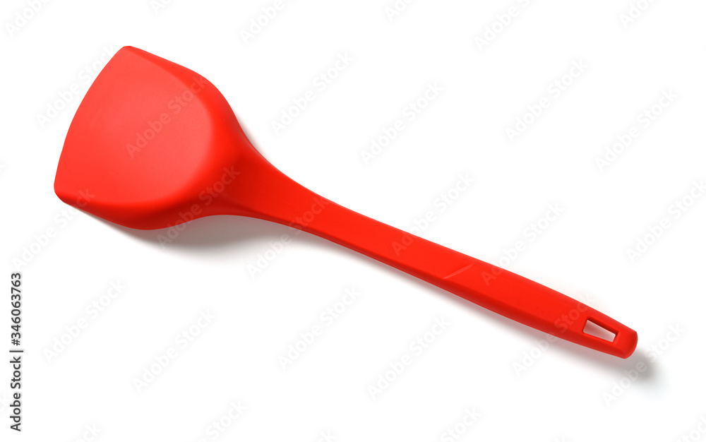 top view silicon spatula on white background top view silicon spatula on white background