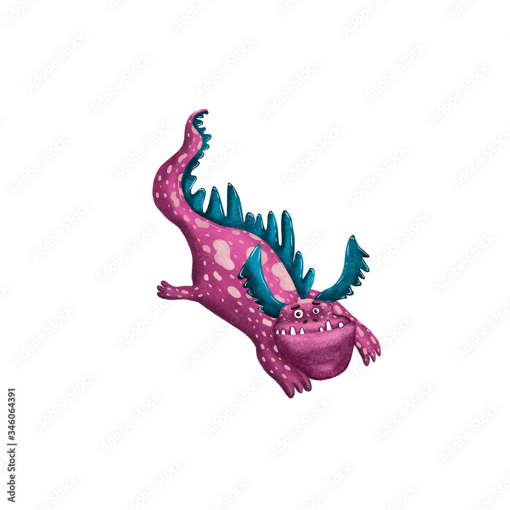 Cute cartoon dragon. Digital hand drawn illustration. Smiling colorful dinosaur. Cute cartoon dragon. Digital hand drawn illustration. Smiling colorful dinosaur.