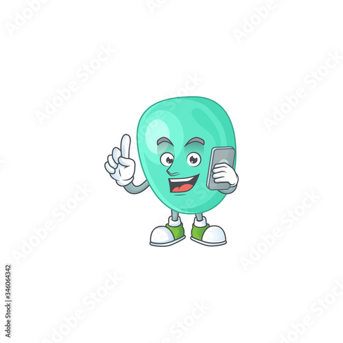 Cartoon design concept of staphylococcus aureus talking on phone