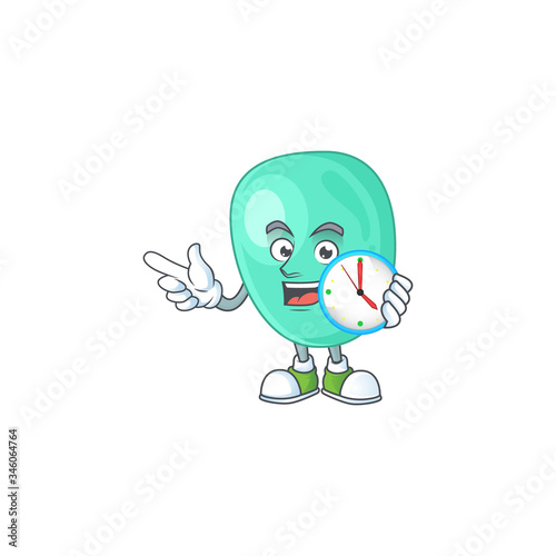 Staphylococcus aureus mascot design concept holding a circle clock