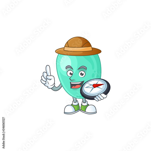 World explorer staphylococcus aureus cartoon design style using compass