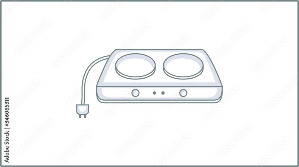 Fototapeta premium Vector Linear Burner icon. Kitchen Utensils Illustration. Cooker, Drawing. 