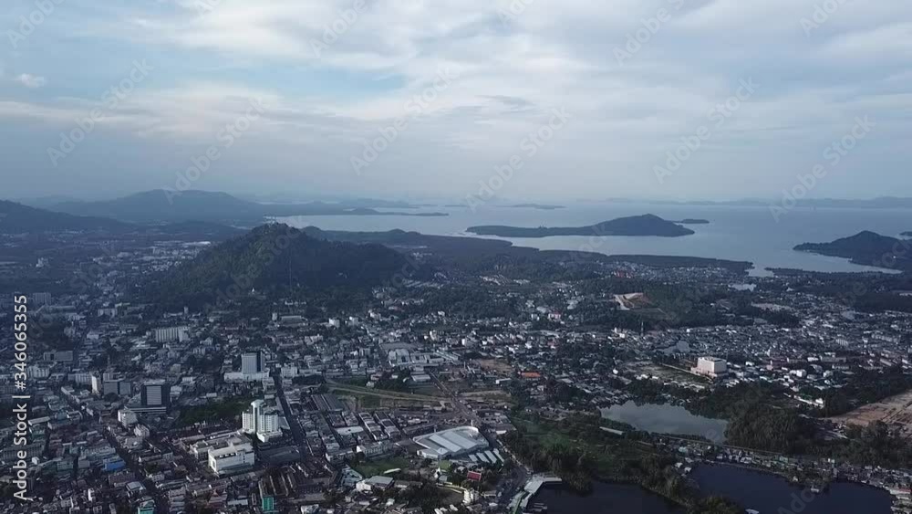 Aerial view of city with beautiful background sea and hills, Thailand, Phuket Aerial view of city with beautiful background sea and hills, Thailand, Phuket
