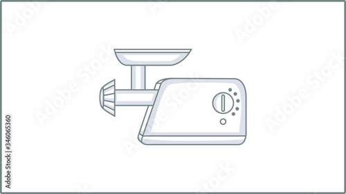 Vector Linear Meat Grinder icon. Kitchen Utensils Illustration. Drawing.	