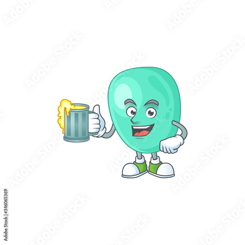 Happy staphylococcus aureus mascot style toast with a glass of beer