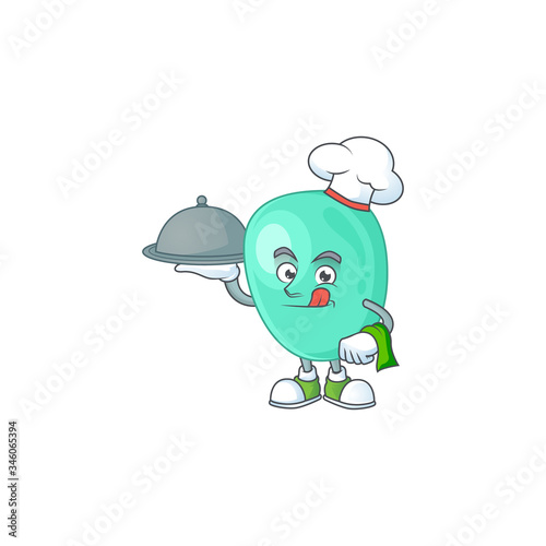 A staphylococcus aureus chef cartoon design with hat and tray