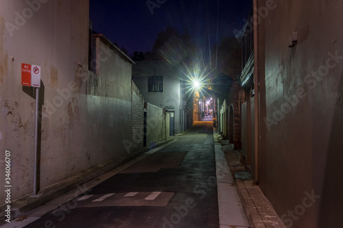old narrow street at night
