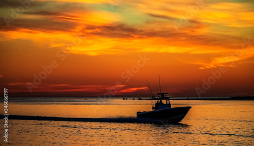 boat at sunset, sea, ocean, water, sky, evening, landscape, travel, dusk, orange, silhouette, island