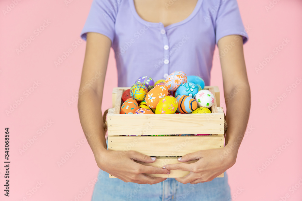 Pretty girl portrait in Easter egg festival concept. Pretty girl portrait in Easter egg festival concept.