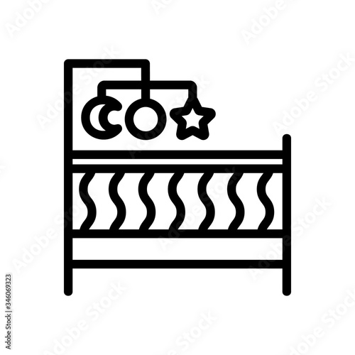crib lullaby moon stars sun icon vector. crib lullaby moon stars sun sign. isolated contour symbol illustration
