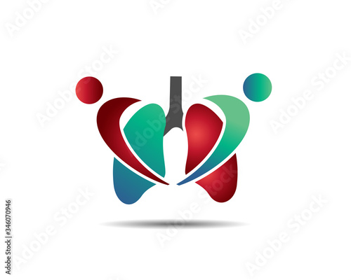 Double human team fit health lungs care logo design inspiration