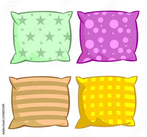set of pillows hand drawn decorative vector