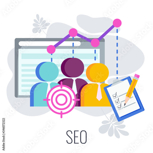 Search engine optimization Infographics Pictogram. SEO strategy.