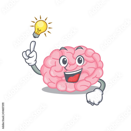 Mascot character design of human brain with has an idea smart gesture