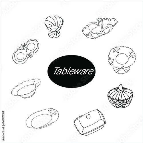 Isolated on white porcelain  Stock Illustration  vector  hand drawing  design element ware for printing  scrapbooking  postcard
