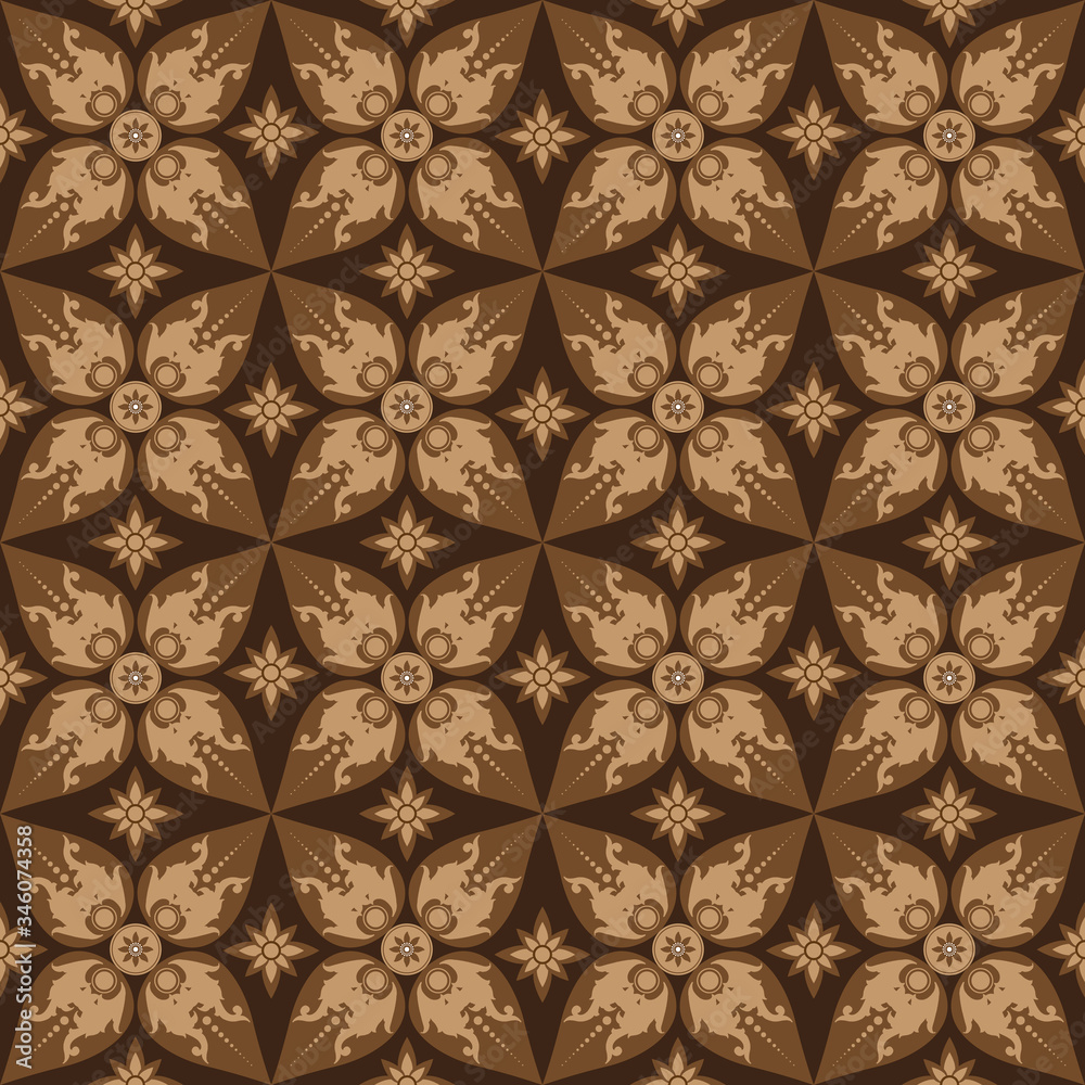 Elegance flower motifs on Traditional batik design with soft brown color design