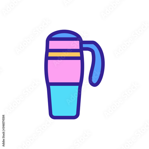 thermo glass with rounded handle icon vector. thermo glass with rounded handle sign. color symbol illustration