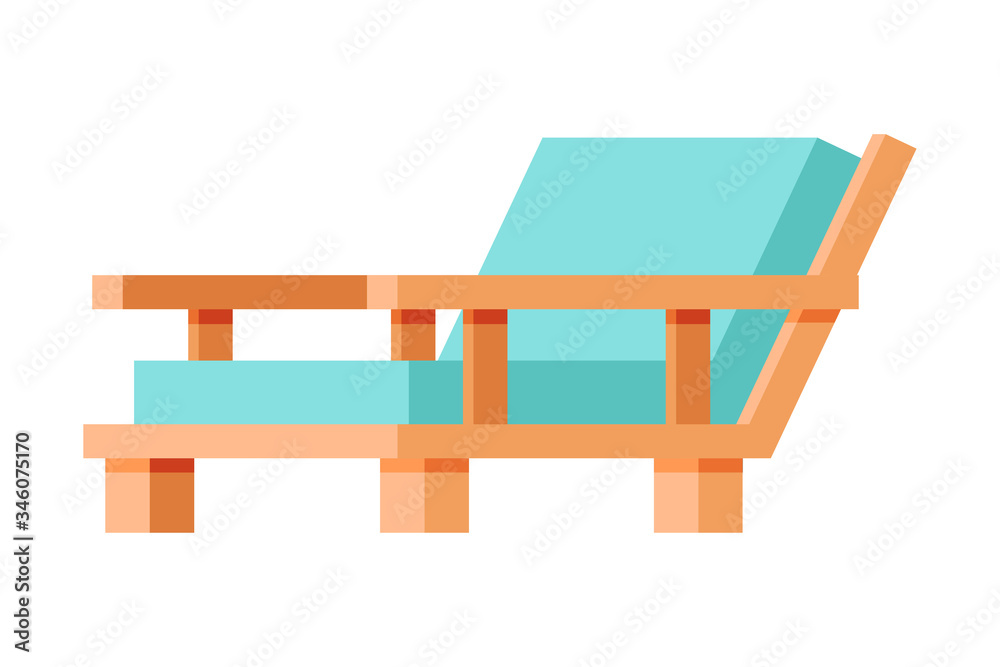 Comfortable Lounger, Modern Garden or Beach Furniture Design Flat Vector Illustration Comfortable Lounger, Modern Garden or Beach Furniture Design Flat Vector Illustration