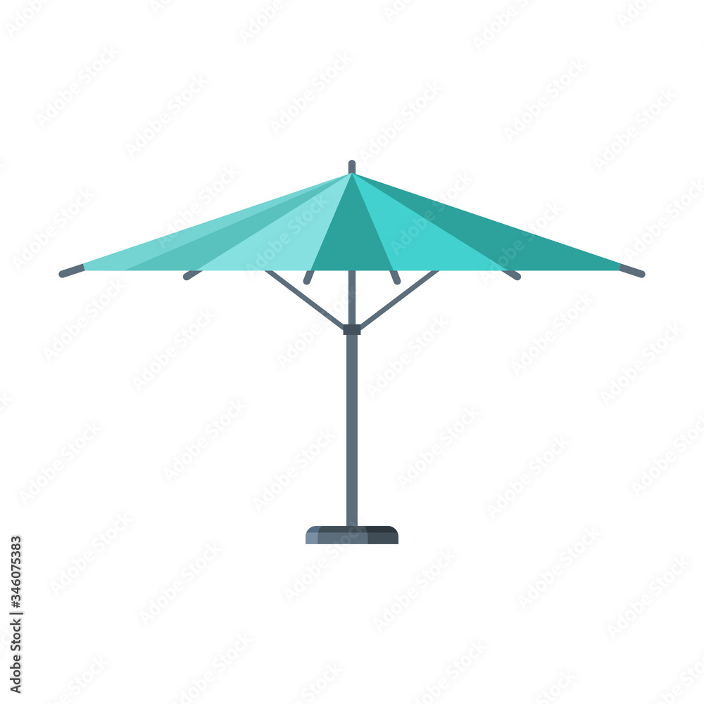 Light Blue Sunshade Umbrella, Modern Garden Furniture Design Flat Vector Illustration Light Blue Sunshade Umbrella, Modern Garden Furniture Design Flat Vector Illustration