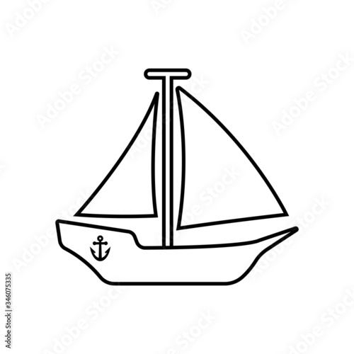 Sailing ship line icon