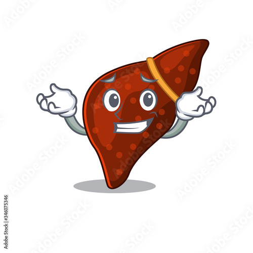 A picture of grinning human cirrhosis liver cartoon design concept