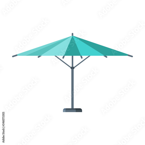 Light Blue Sunshade Umbrella, Modern Garden Furniture Design Flat Vector Illustration
