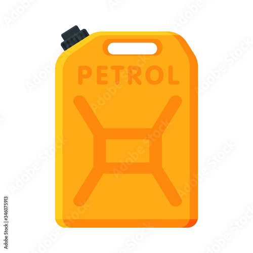Oil Fuel Jerrycan, Yellow Canister for Gasoline Vector Illustration
