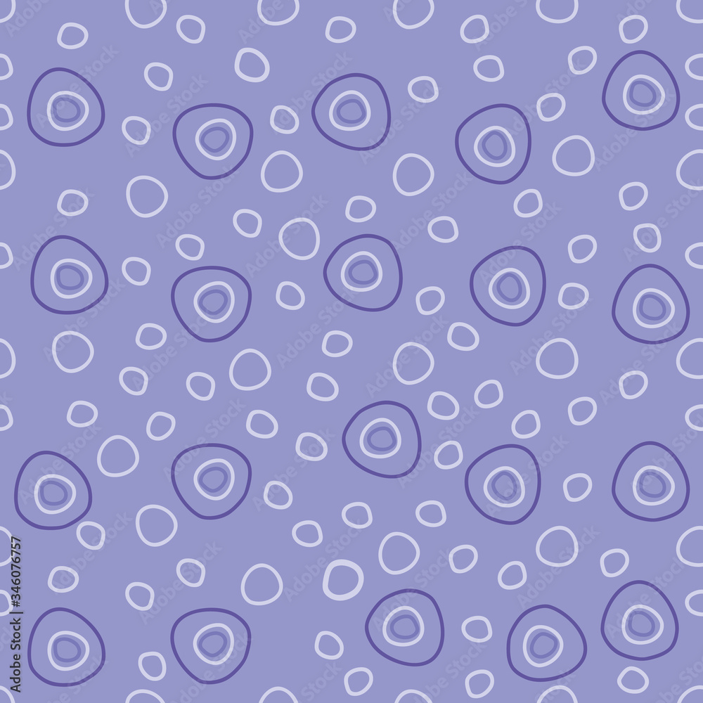 Pebbles fun dots and circles in a monochromatic blue color scheme background seamless repeat vector pattern surface design