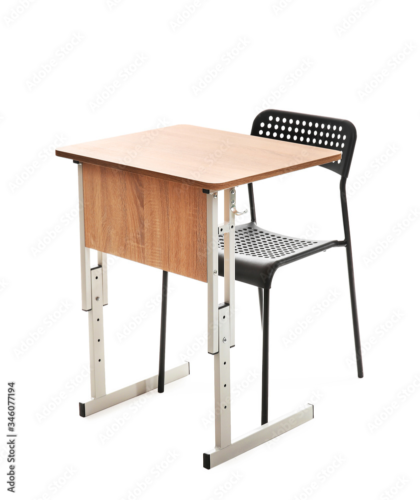 School desk with chair on white background School desk with chair on white background