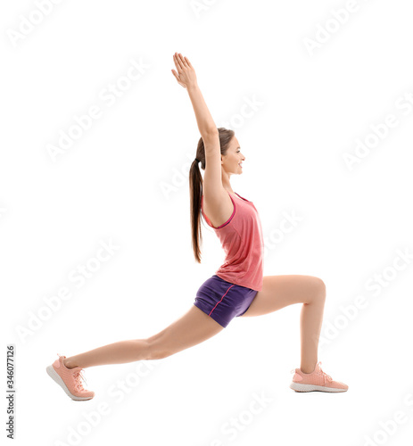 Sporty young woman training...