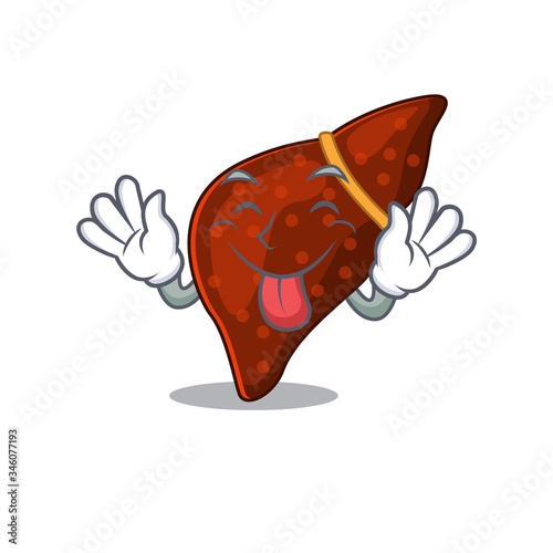 An amusing face human cirrhosis liver cartoon design with tongue out